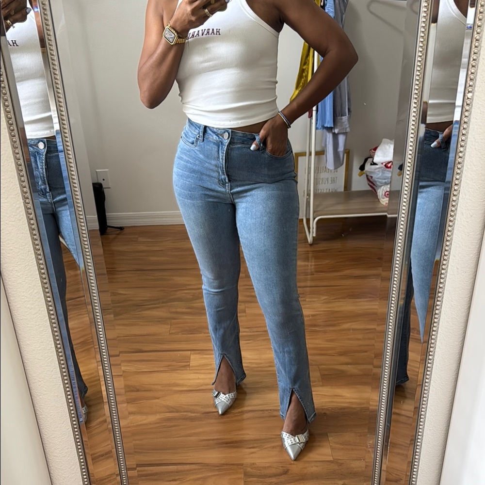 Slit Hem Blue FashionNova Jeans
